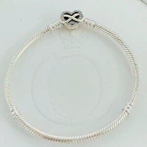 Pandora Moments Sparkling Infinity Heart Clasp Snake Chain Bracelet